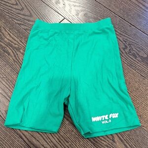 White Fox Boutique Green Ribbed Bike Shorts